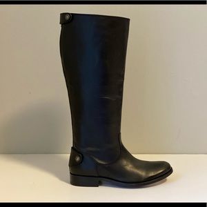 FRYE WOMEN`S MELISSA BUTTON BLACK LEATHER RIDING